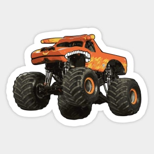 Orange Monster Truck Illustration Sticker